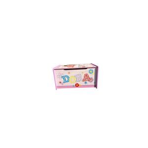 Dora the Explorer toy box It is a wooden with a hinged lid decorated Dora Boots.